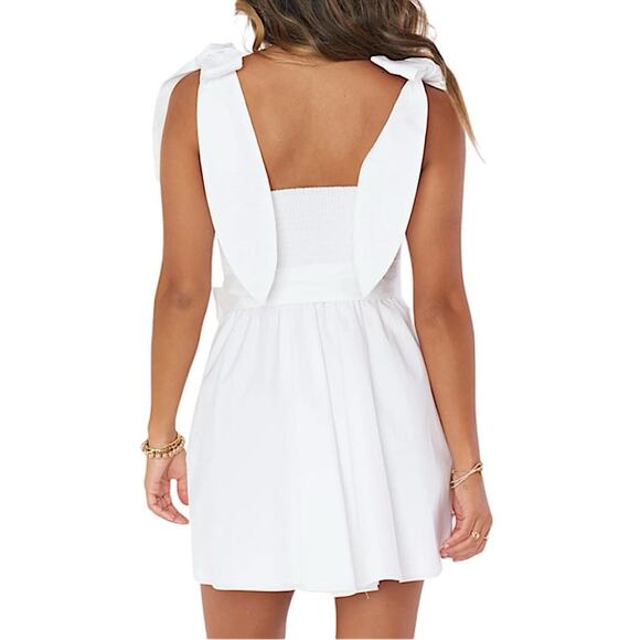 NWT Show Me Your MuMu Claire Mini Dress in White Poplin Size Medium Retail $158 - Picture 5 of 9